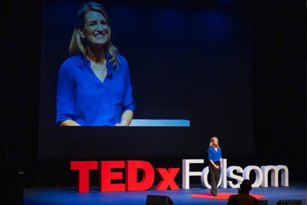 Janice Burt on the TEDx Stage Janice Burt on the TEDx Stage