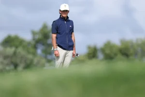 Jackson Koivun of Team USA looks on from the 11th green prior to the Presidents Cup 2026 at Medinah Country Club on Sept. 22, 2026, in Medinah, Ill. Koivun has signed on to join Motor City Golf Club in TGL.