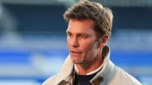 Tom Brady is interviewed prior to the sky bet league