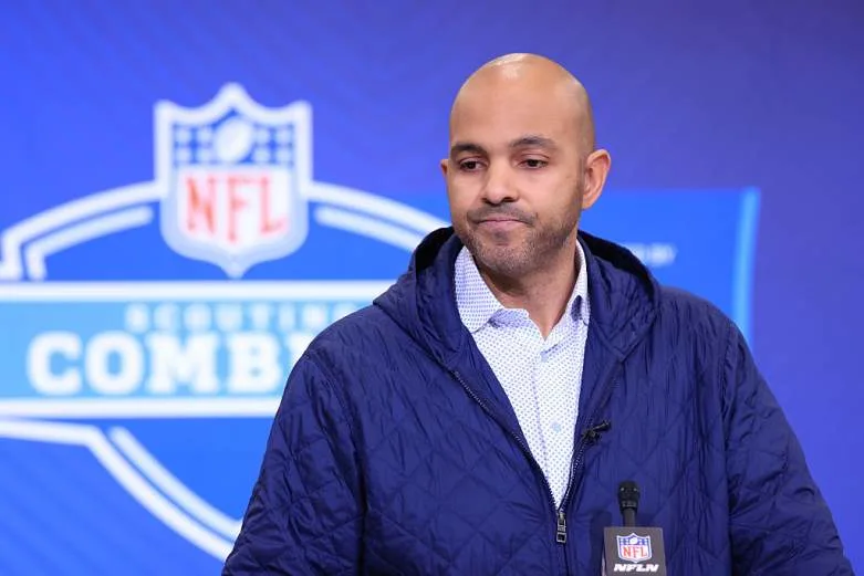 INDIANAPOLIS, INDIANA - FEBRUARY 24: General Manager Ian Cunningham of the Atlanta Falcons speaks to the media during the 2026 NFL Scouting Combine at Lucas Oil Stadium on February 24, 2026 in Indianapolis, Indiana. (Photo by Justin Casterline/Getty Images)