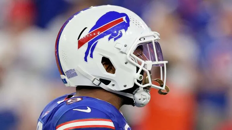 ORCHARD PARK, NEW YORK - SEPTEMBER 17: Bradley Chubb #9 of the Buffalo Bills celebrates after sacking Jared Goff #16 of the Detroit Lions during the second quarter of the game at Highmark Stadium on September 17, 2026 in Orchard Park, New York. (Photo by Bryan M. Bennett/Getty Images)